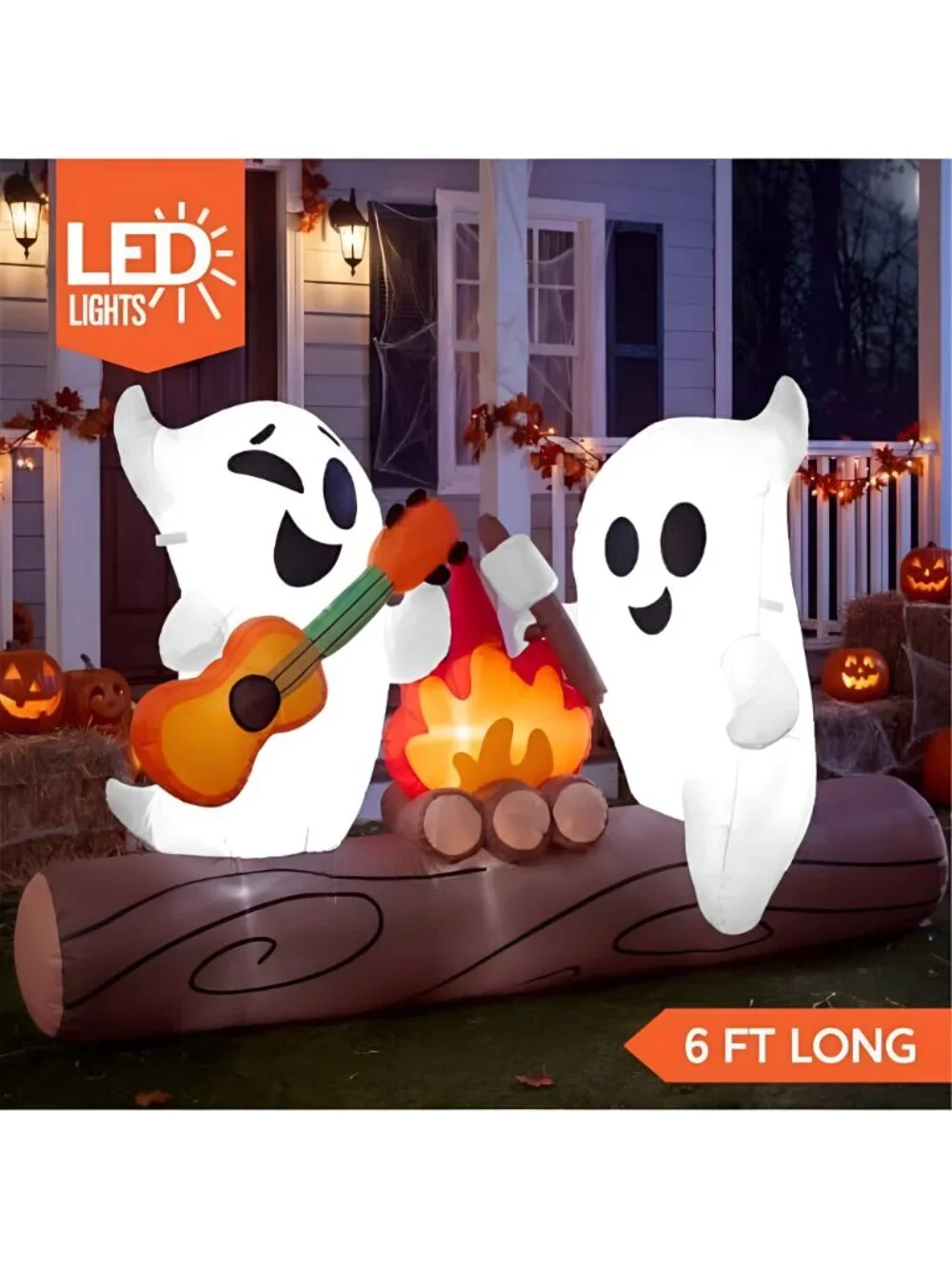 6ft Long Halloween Inflatable Ghost Outdoor Decoration, Cute Blow Up